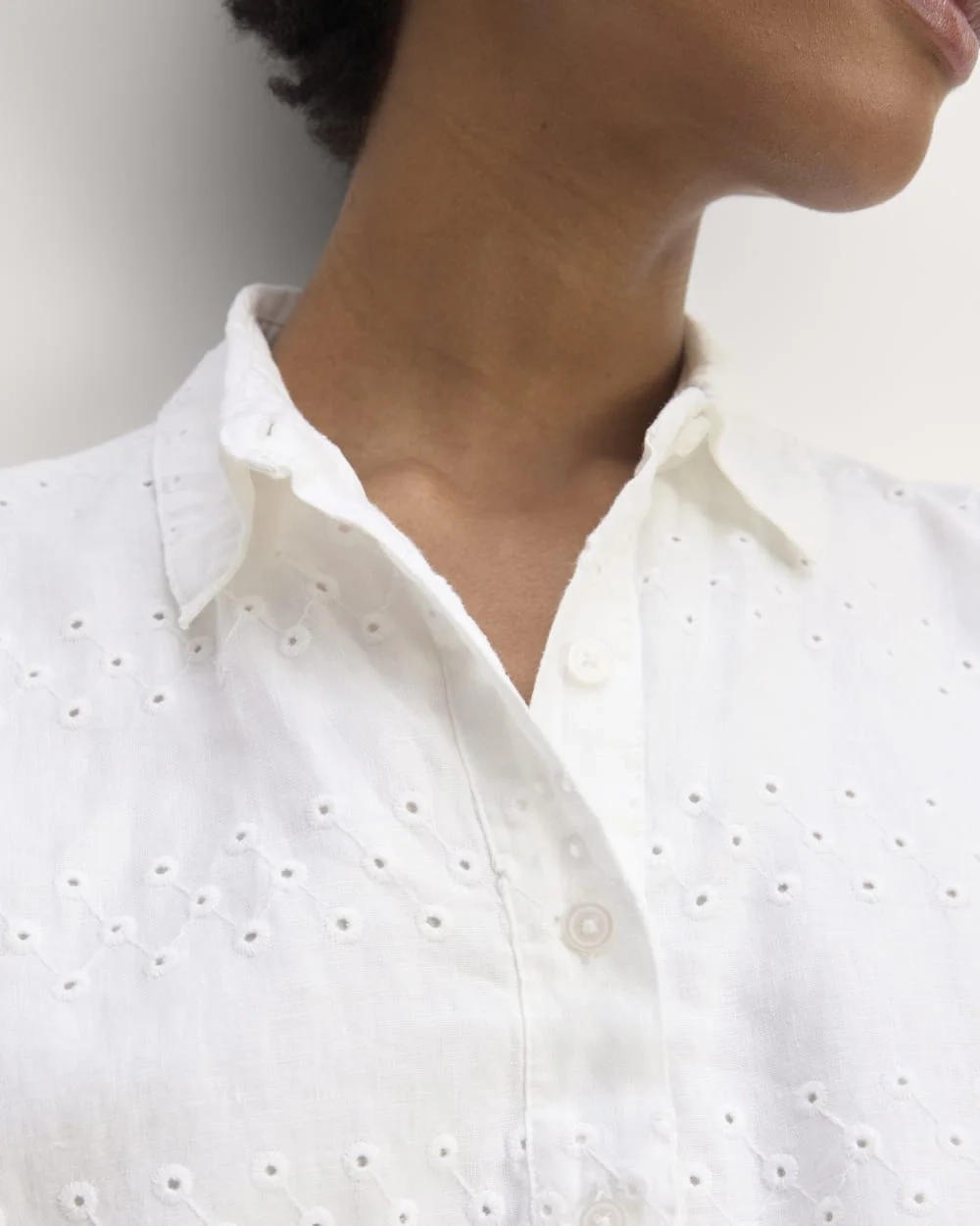 The Linen Eyelet Shirtdress | White Eyelet (5)