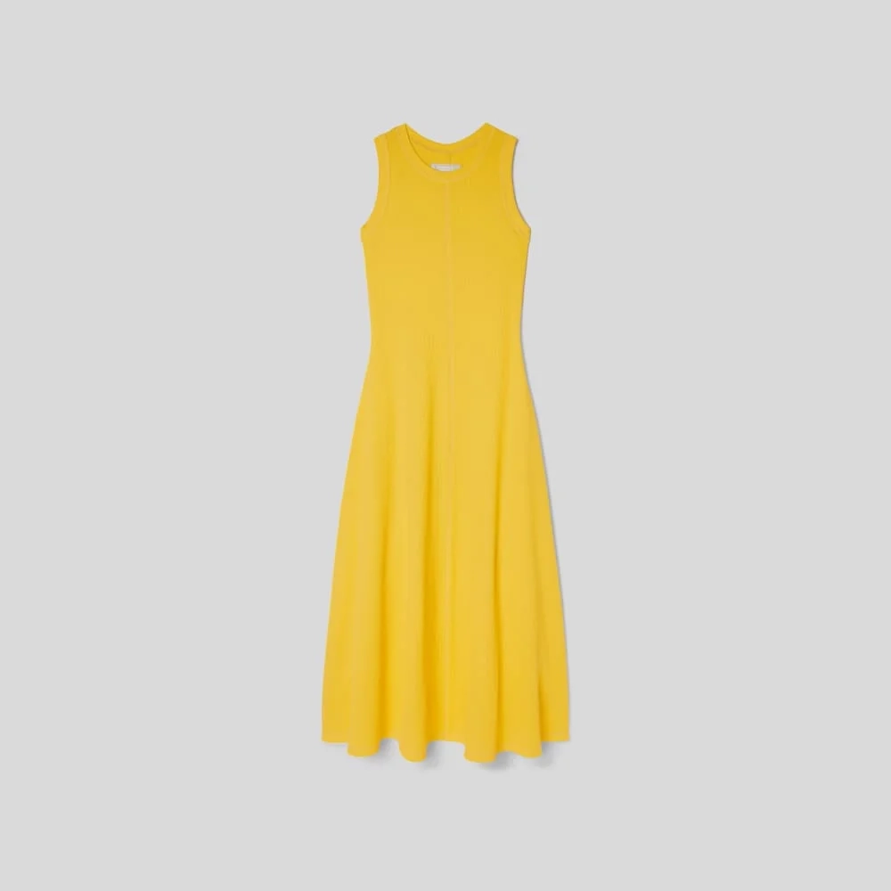 The  Organic Cotton Waffle Tank Dress | High Visibility Yellow (4)