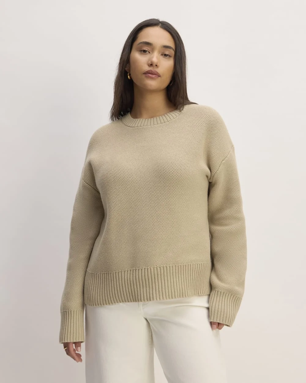 The Cotton Honeycomb Square Crew | Trench Coat Khaki