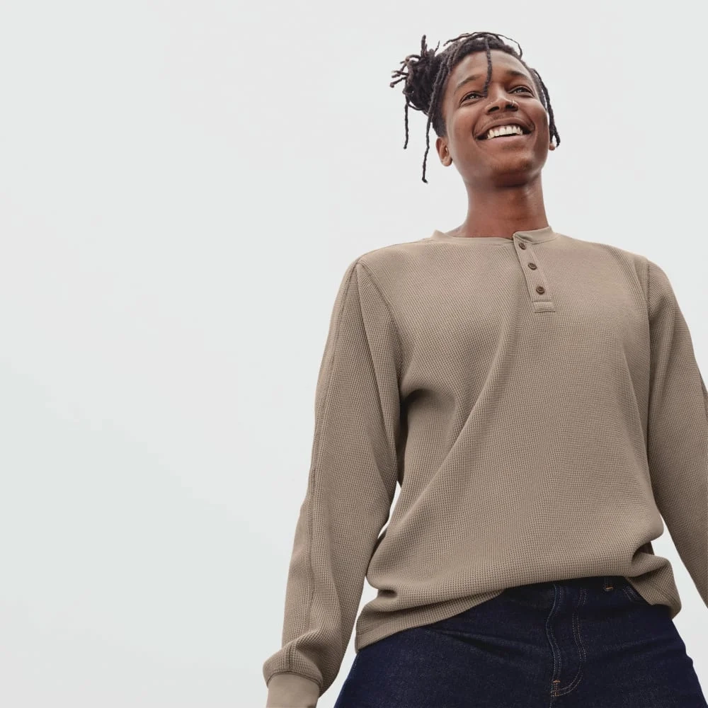 The Waffle Long-Sleeve Henley Tee | Burnt Sugar (4)