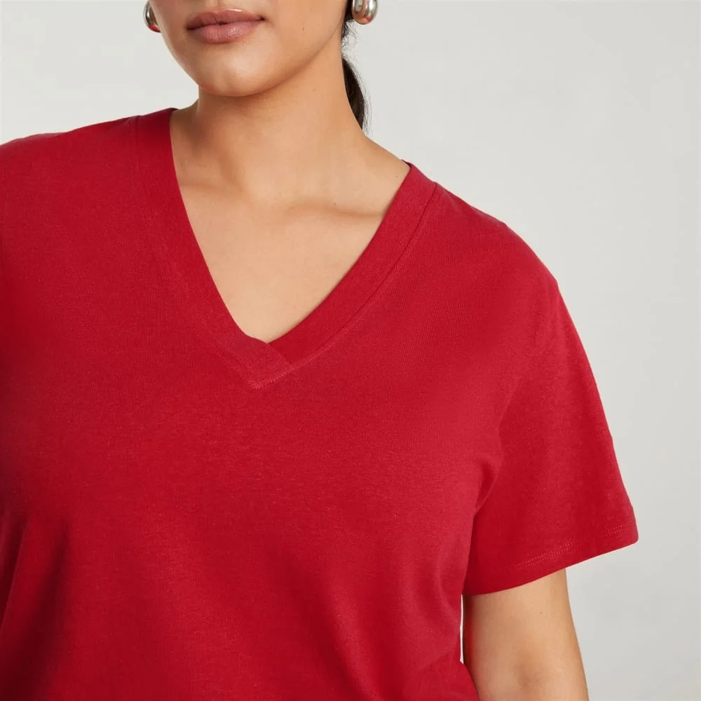 The Vintage V-Neck Hemp Tee | Goji Berry (5)