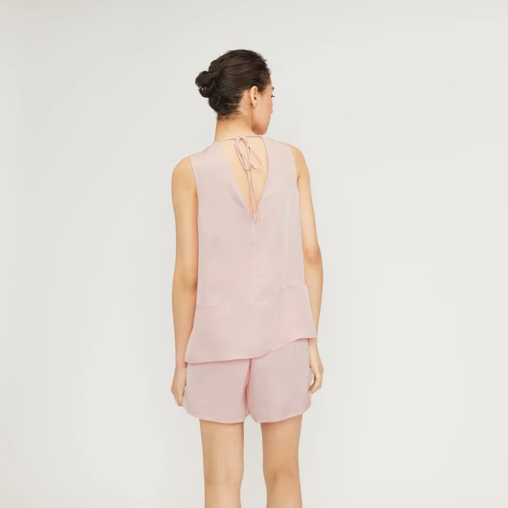 The Satin V-Neck Top | Petal Pink (4)