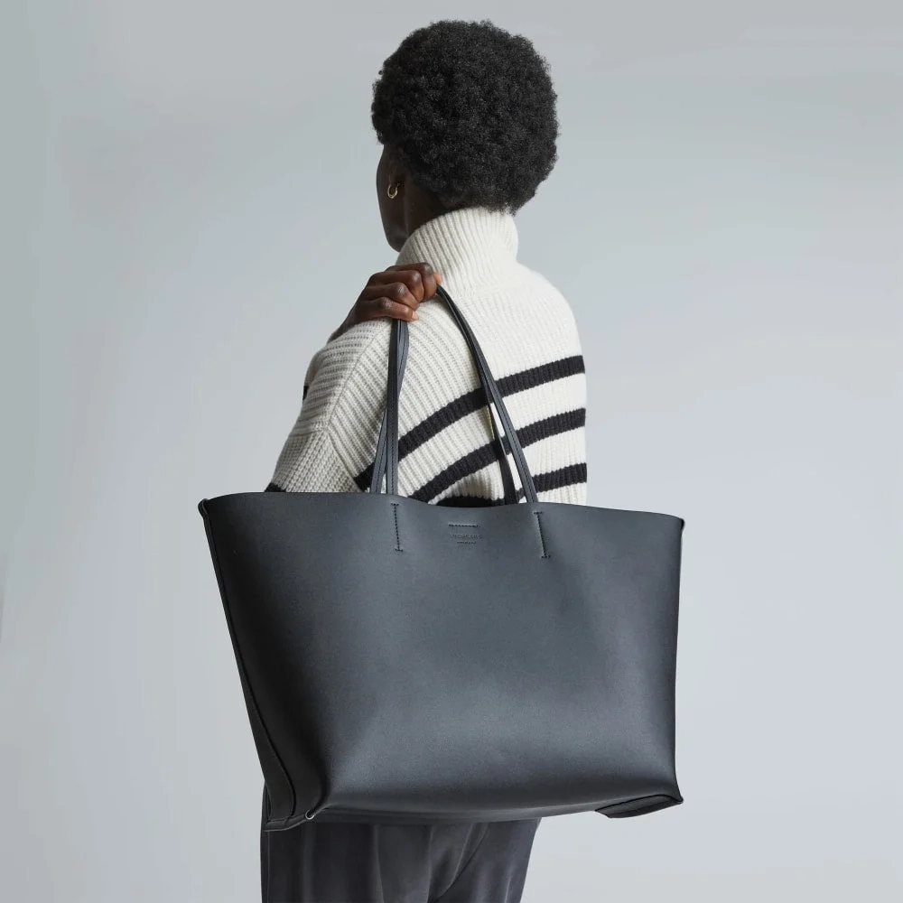 The Luxe Italian Leather Tote | Black (6)