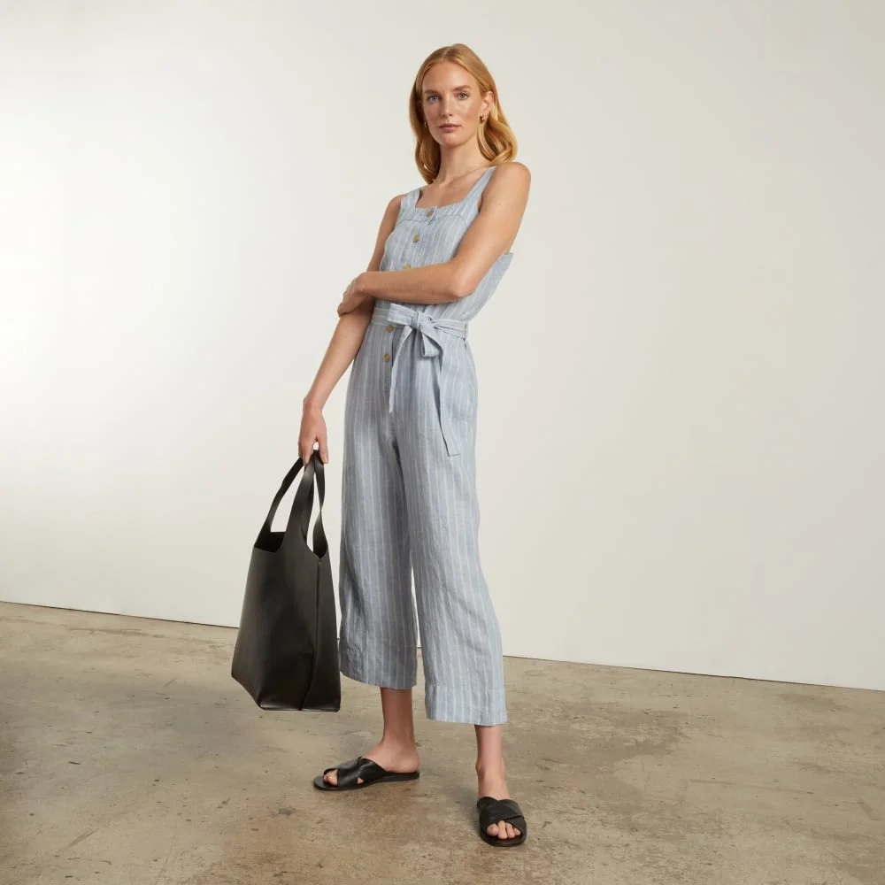 The Linen Jumpsuit | Light Blue / White (2)