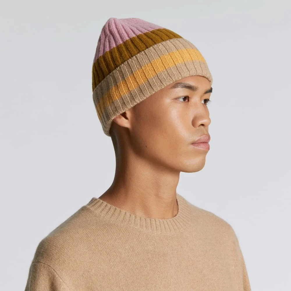 The Cashmere Beanie | Tapenade Multi Stripe (6)