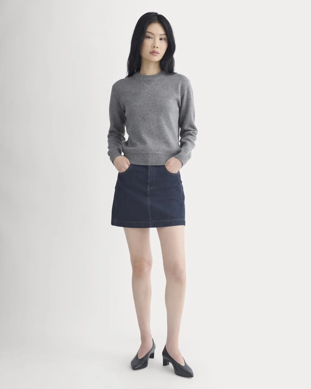 Double Knit Crew in Cotton Merino | Mid Grey/Graphite (3)