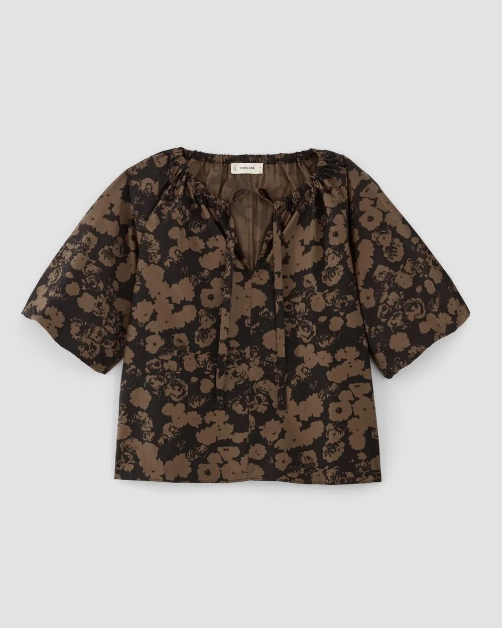 The Supima® Puff-Sleeve Top | Black / Cocoa Floral (4)