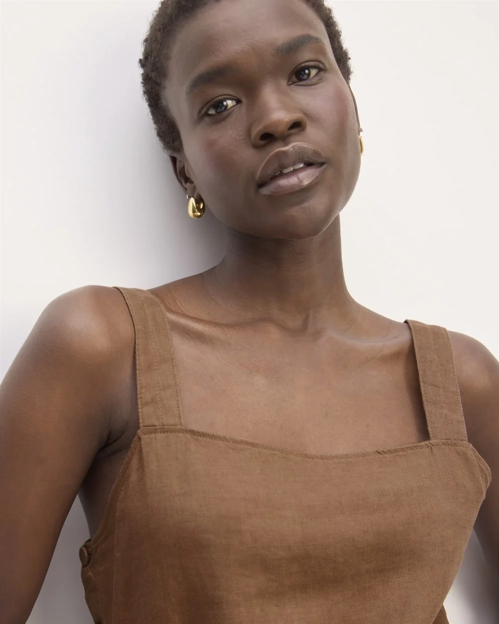 The Linen Side-Button Jumpsuit | Carob Brown (4)