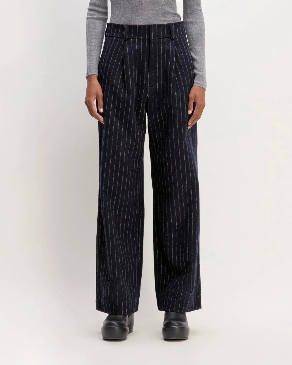 The ReWool® Way-High Drape Pant | Navy / Bone (5)