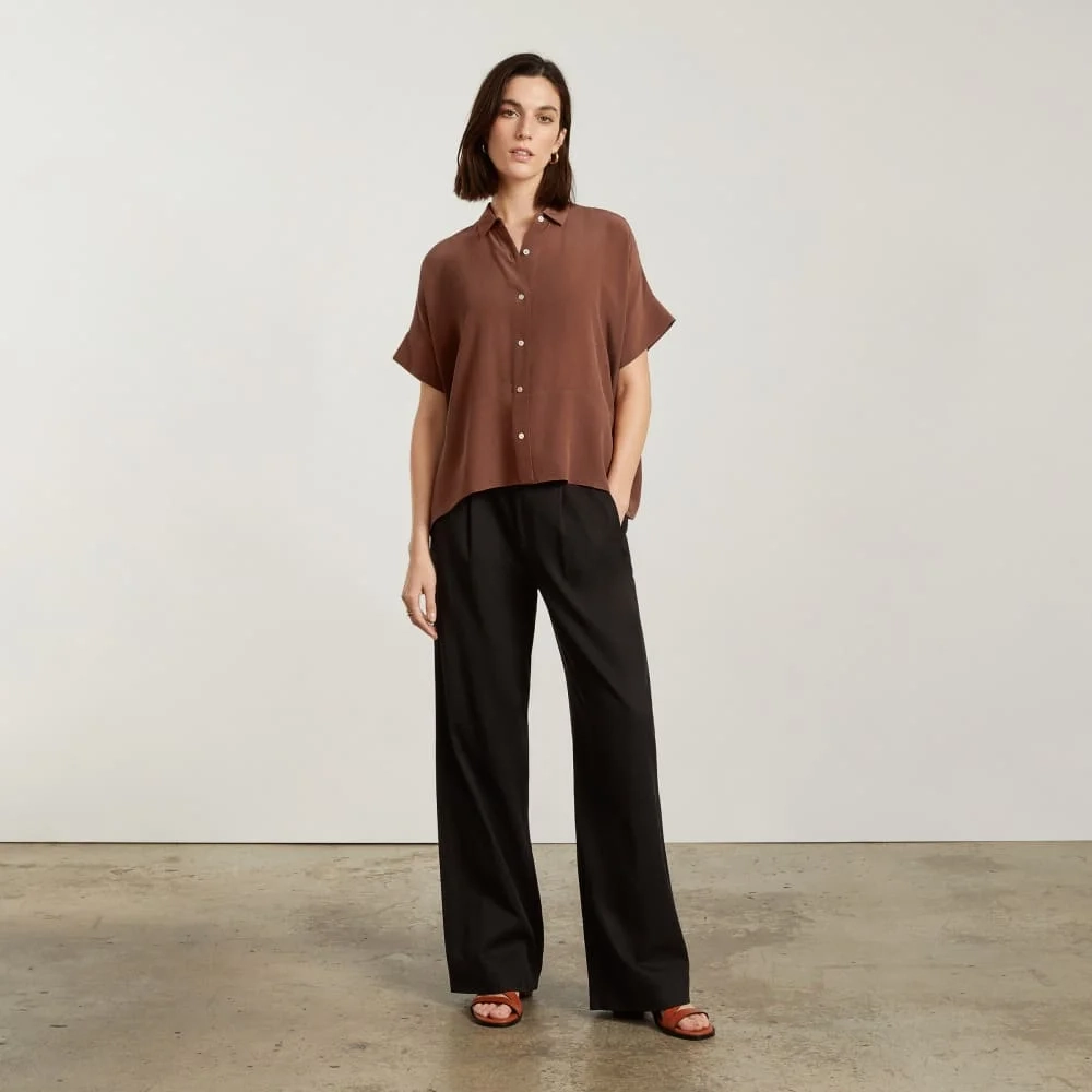The Boxy Shirt in Washable Silk | Cinnamon (6)