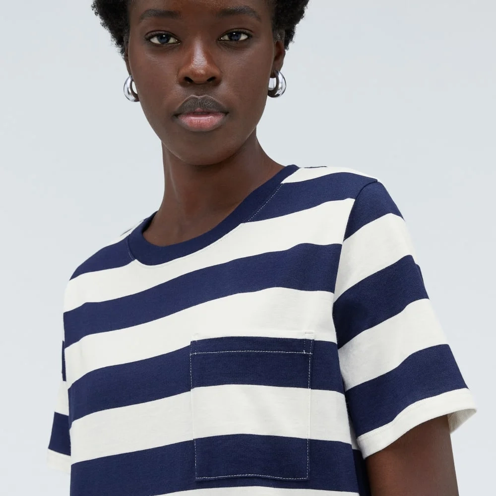 The Organic Cotton Weekend Tee Dress | Navy / Canvas (5)
