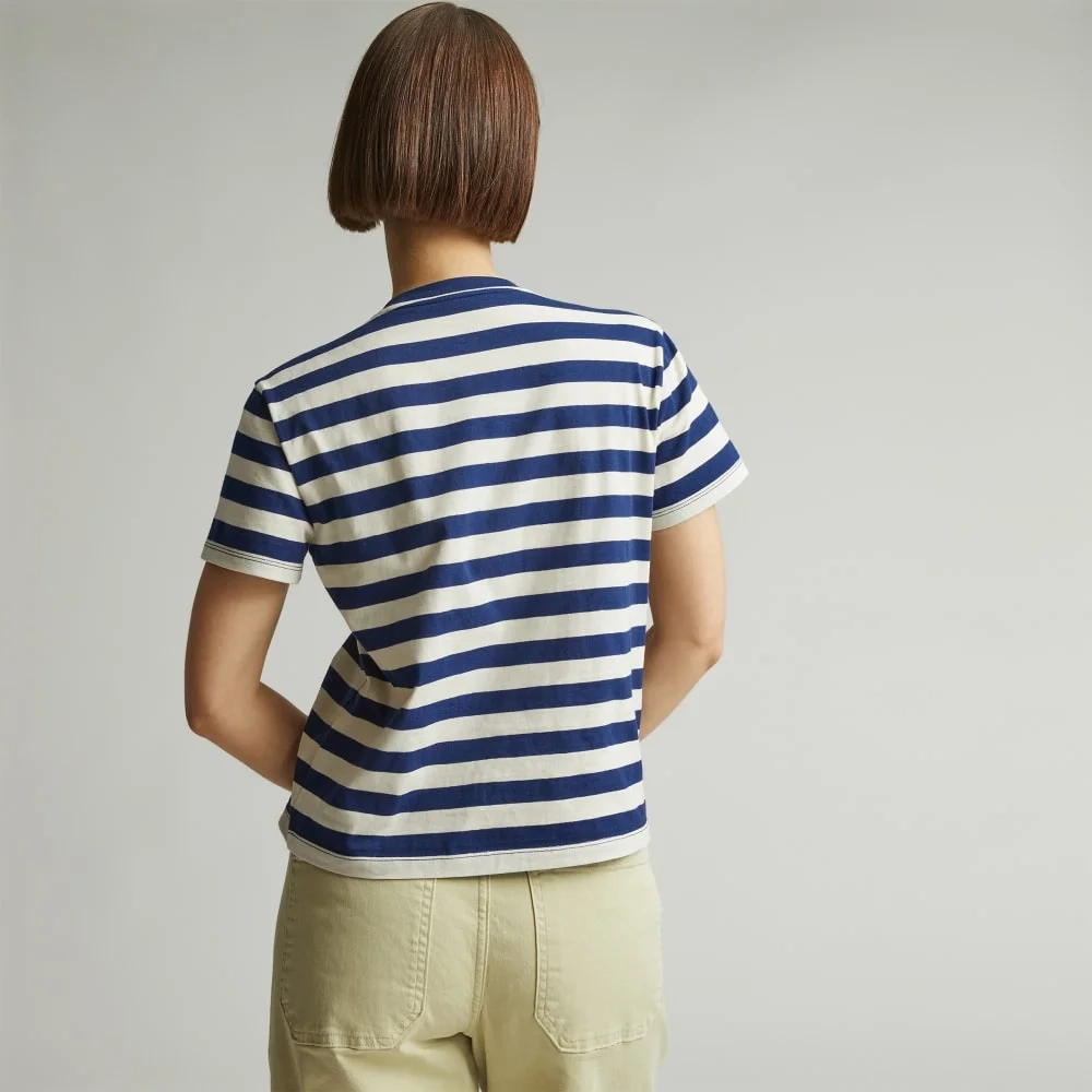 The Box-Cut Tee in Essential Cotton | Ocean Cavern / Canvas Tan | No Pocket (4)