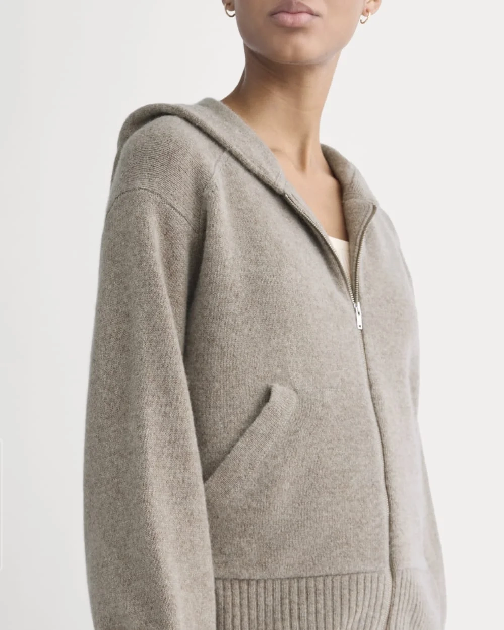 Full-Zip Hoodie in Wool Cashmere | Oatmeal (4)