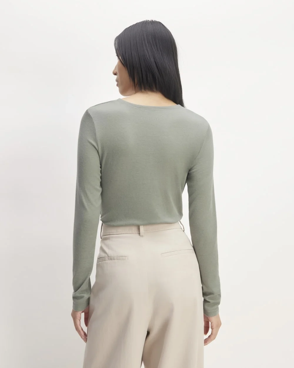 The Ruched V-Neck Tee in Butterluxe | Sage Green (3)