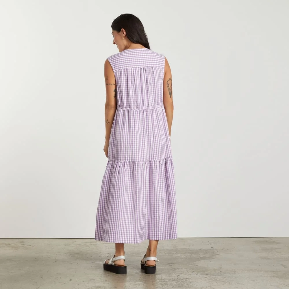 The Tiered Midi Dress | Orchid Gingham (4)