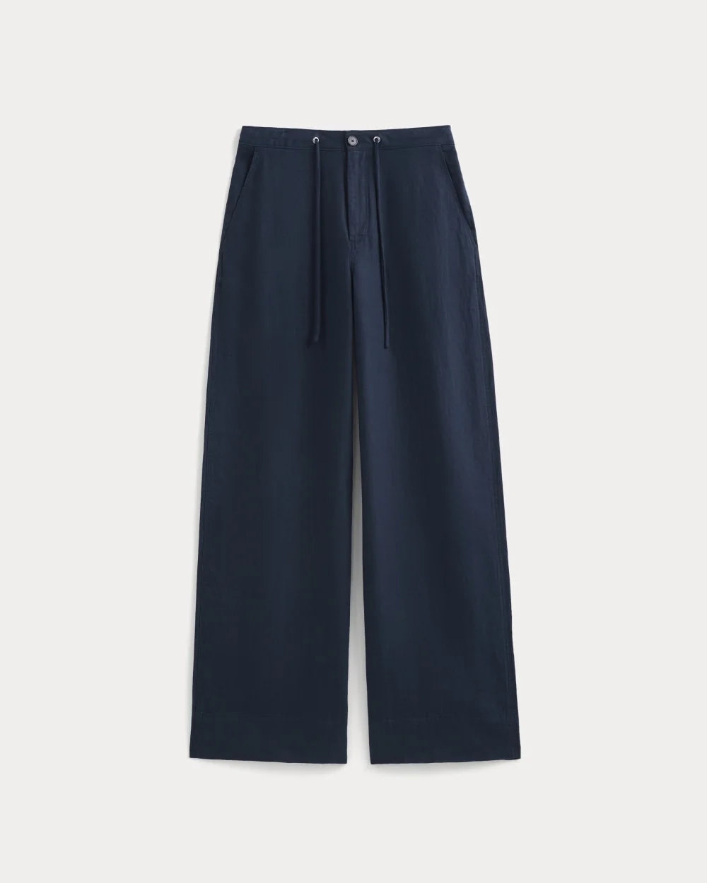 Wide-Leg Drawstring Pant in Linen | Navy (4)