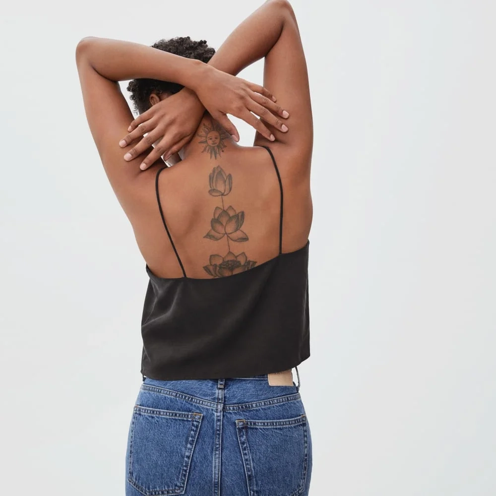 The Washable Silk Cropped Cami | Black (4)