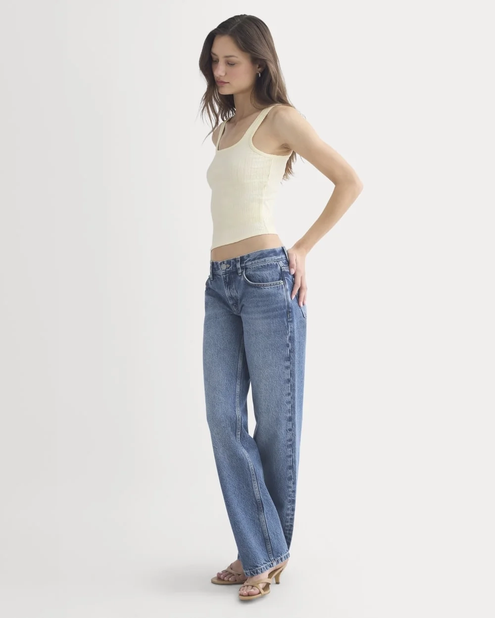 Scoop-Neck Tank in Pointelle | Lemon Icing (5)