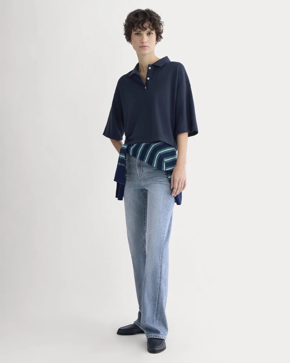 Pique Boxy Polo | Navy (4)