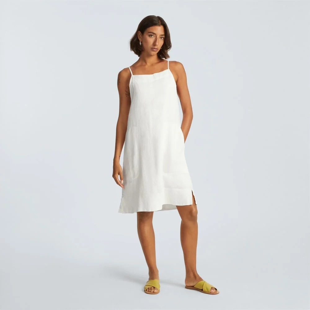 The Linen Apron Dress | White (3)