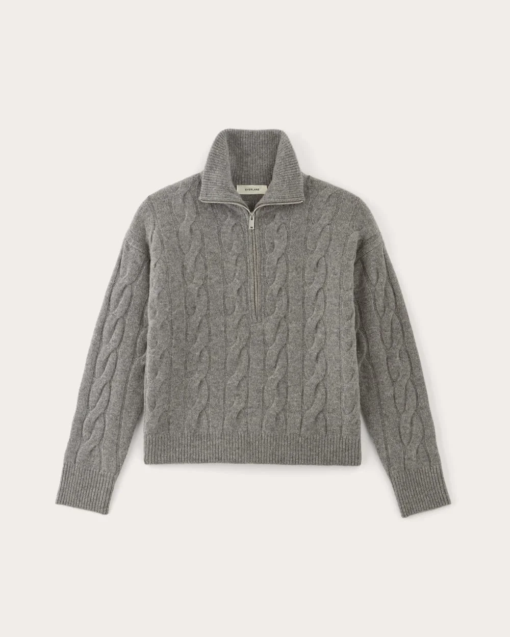 The Cable Half-Zip in Luxe Merino | Heathered Mid-Grey (4)