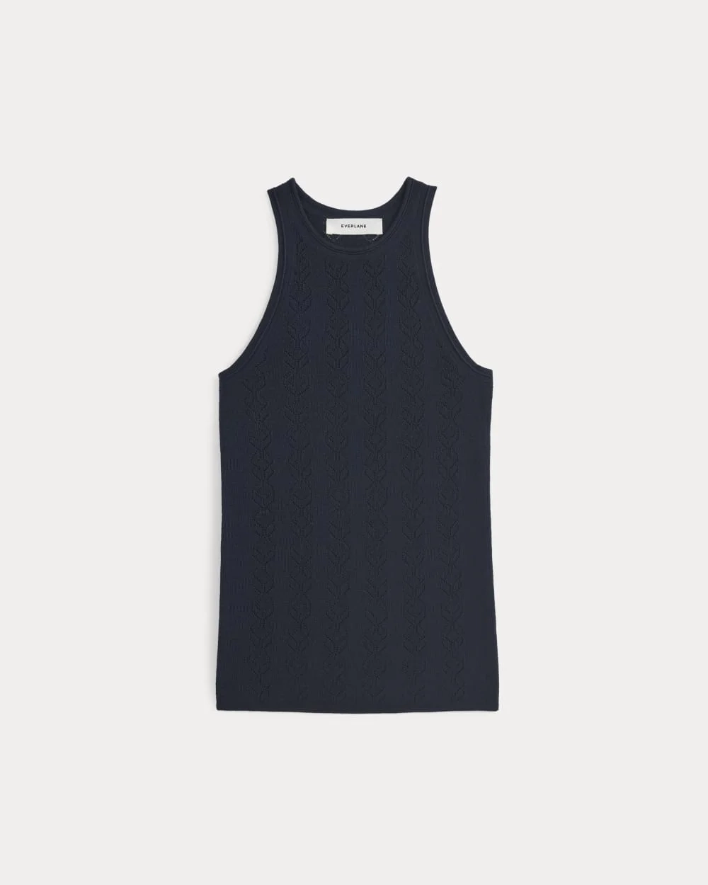 The Pointelle Racerback Tank in Ultrafine Merino | Navy (3)