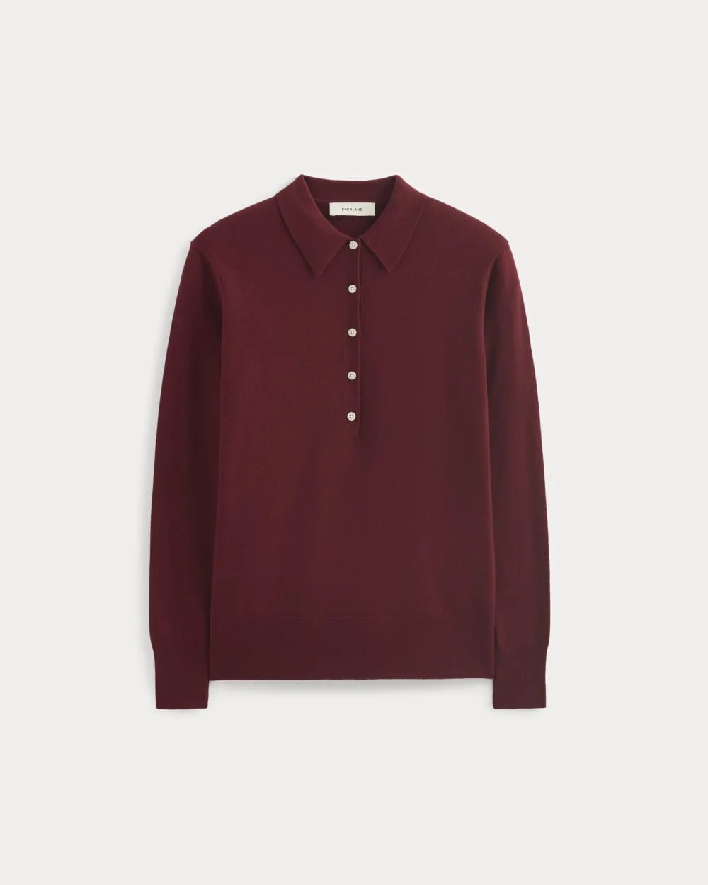 Oversized Polo Sweater in Cotton Merino | Deep Red (5)