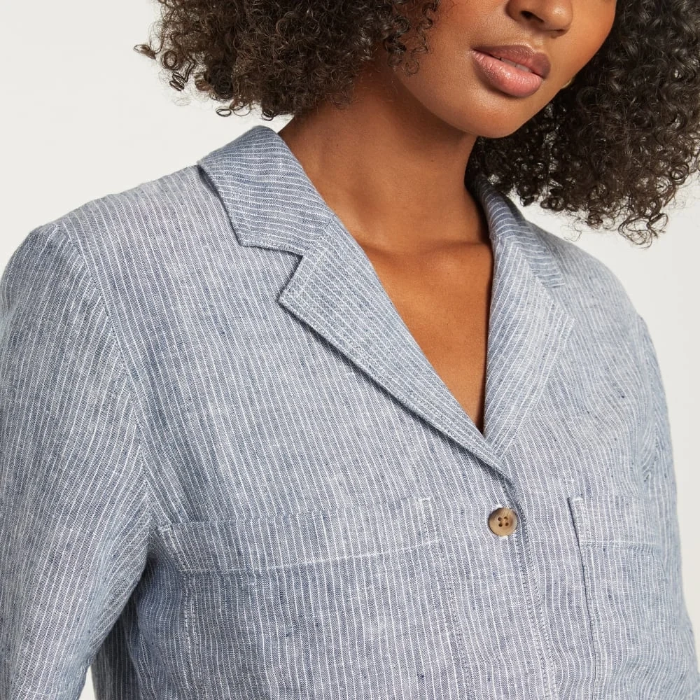 The Linen Workwear Shirt | Blue Pinstripe (4)