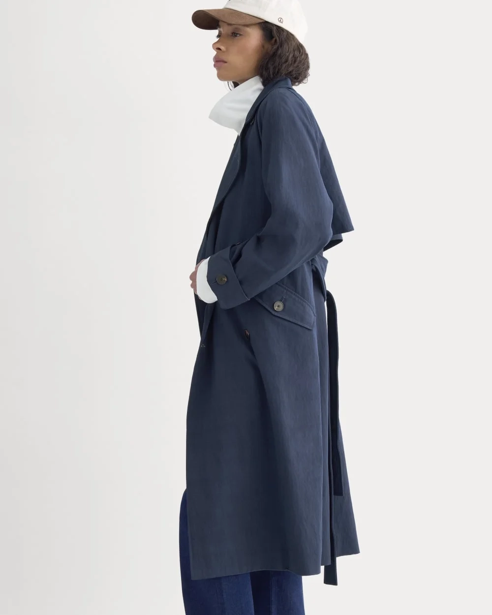 Drapey Twill Trench | Navy (5)