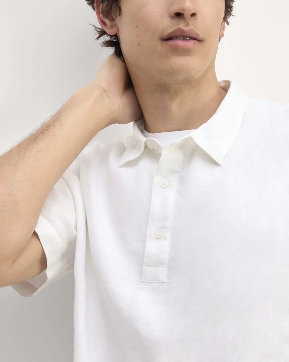 The Linen Short-Sleeve Popover Shirt | White (3)