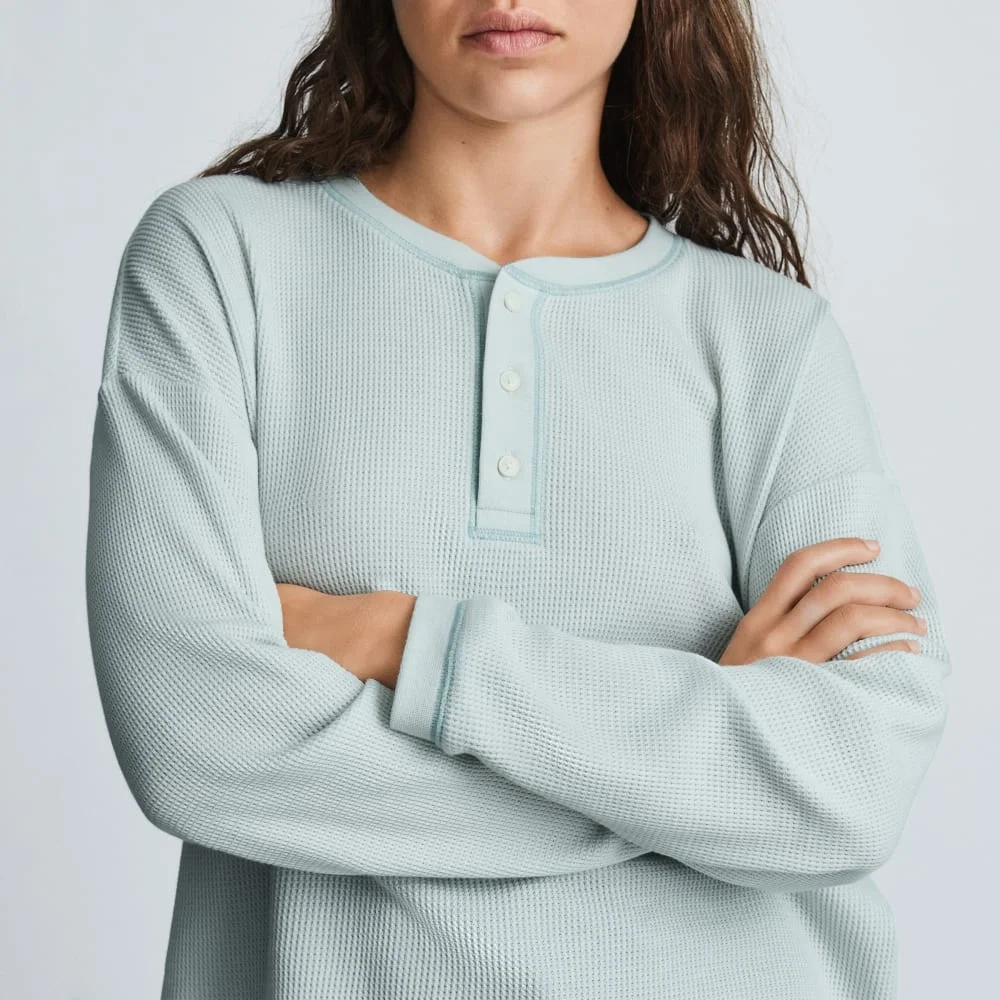 The Organic Cotton Waffle Henley | Ice Blue (4)