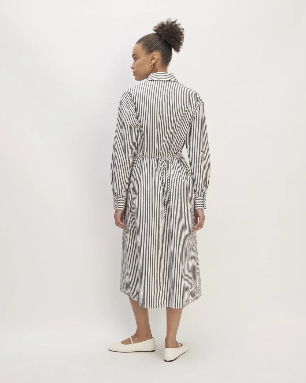The Supima® Cotton Midi Shirt Dress | Optic White / Black (4)