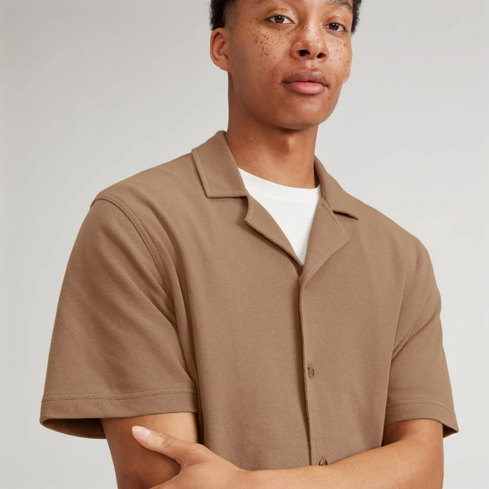 The Pique Short-Sleeve Shirt | Toasted Coconut (5)