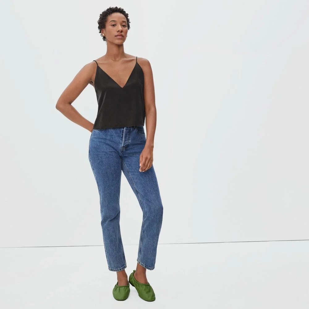 The Washable Silk Cropped Cami | Black (5)