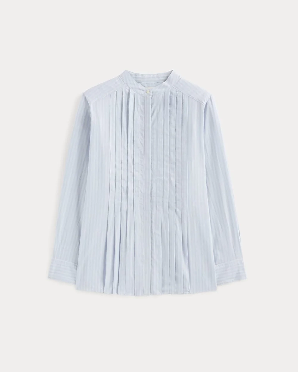 The Pleated Shirt in Silky Cotton | Forever Blue / Optic White (3)