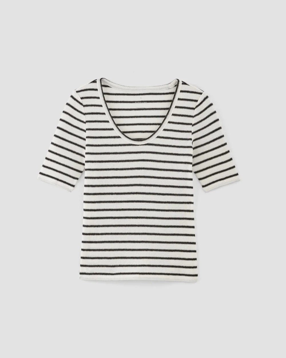 The Vintage Rib Scoop-Neck Top | Bone / Black (6)