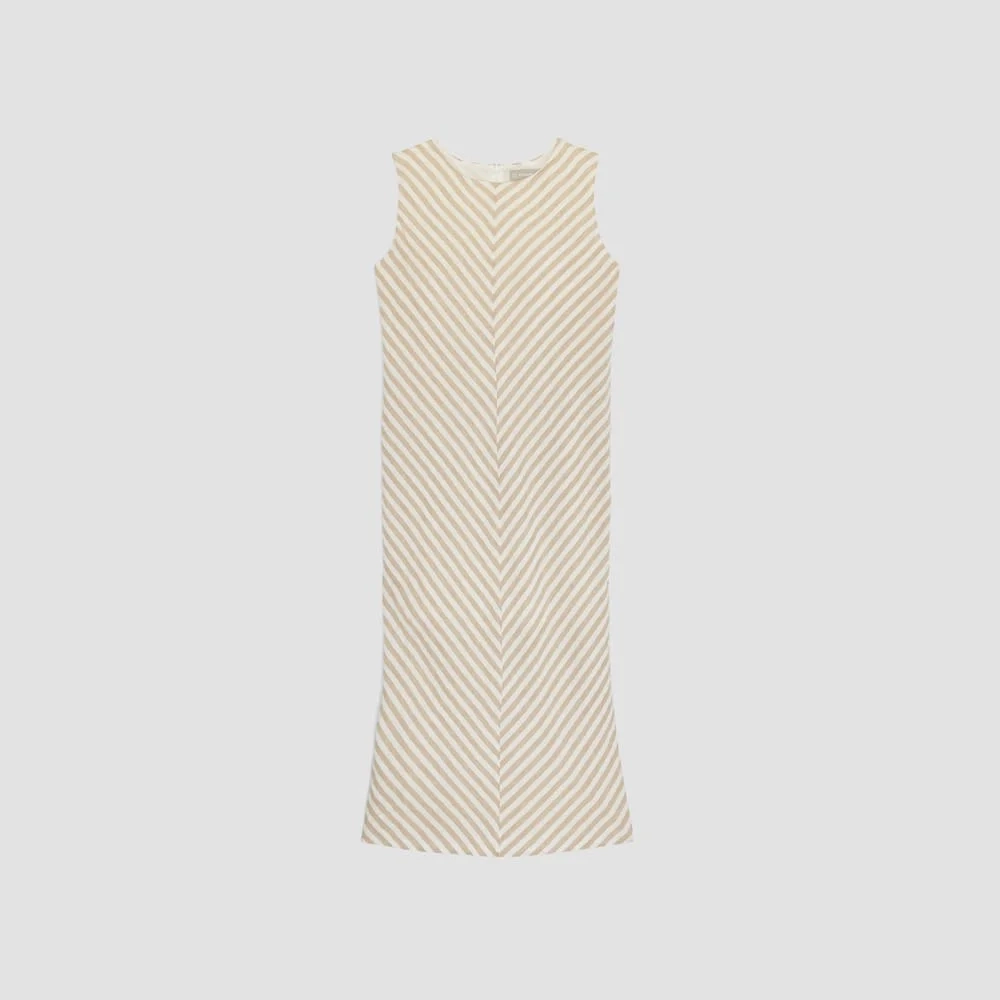 The Linen Bias Cut Dress | Bone / Caramel (4)