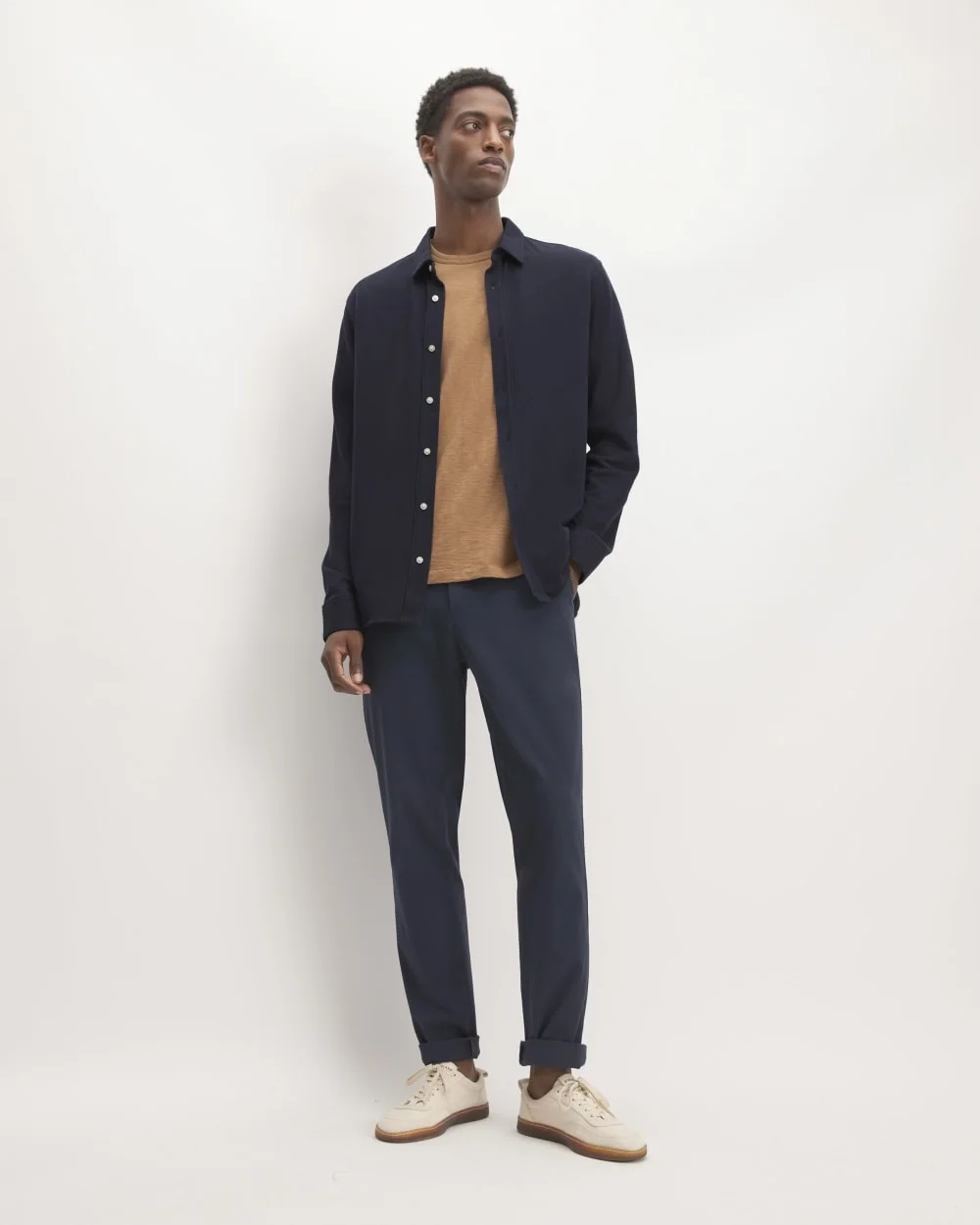 The Long-Sleeve Pique Shirt | Deep Navy (5)