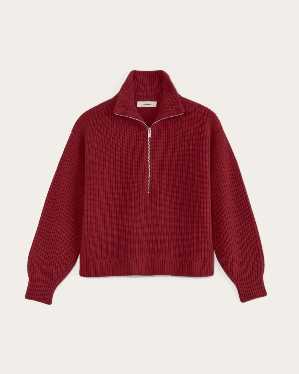 The Half-Zip Sweater in Luxe Merino | Berry Red (3)