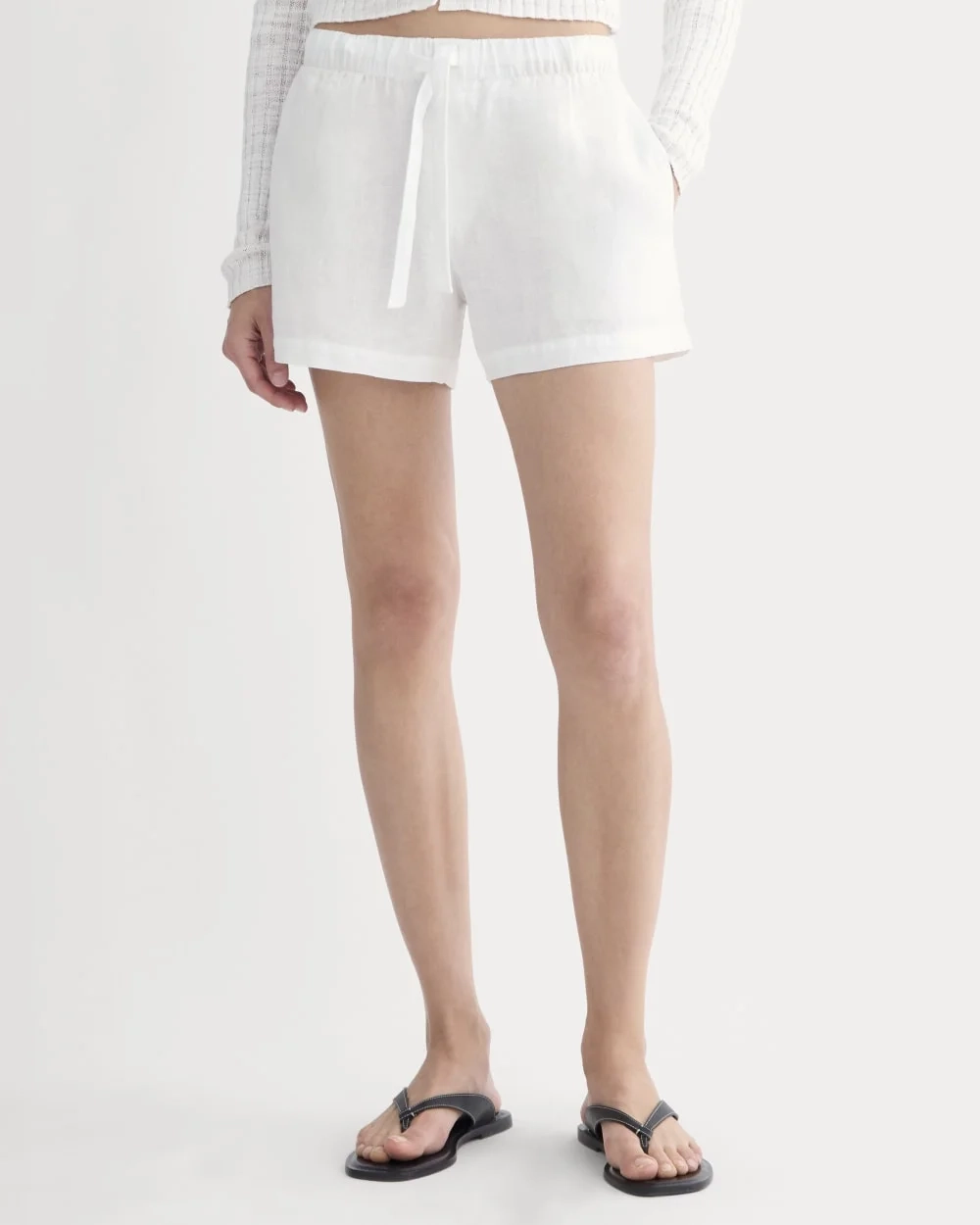 The Drawstring Boxer Short in Linen | White (4)