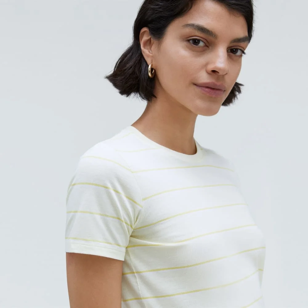 The Organic Cotton Crew Tee | Pastel Yellow / White (5)