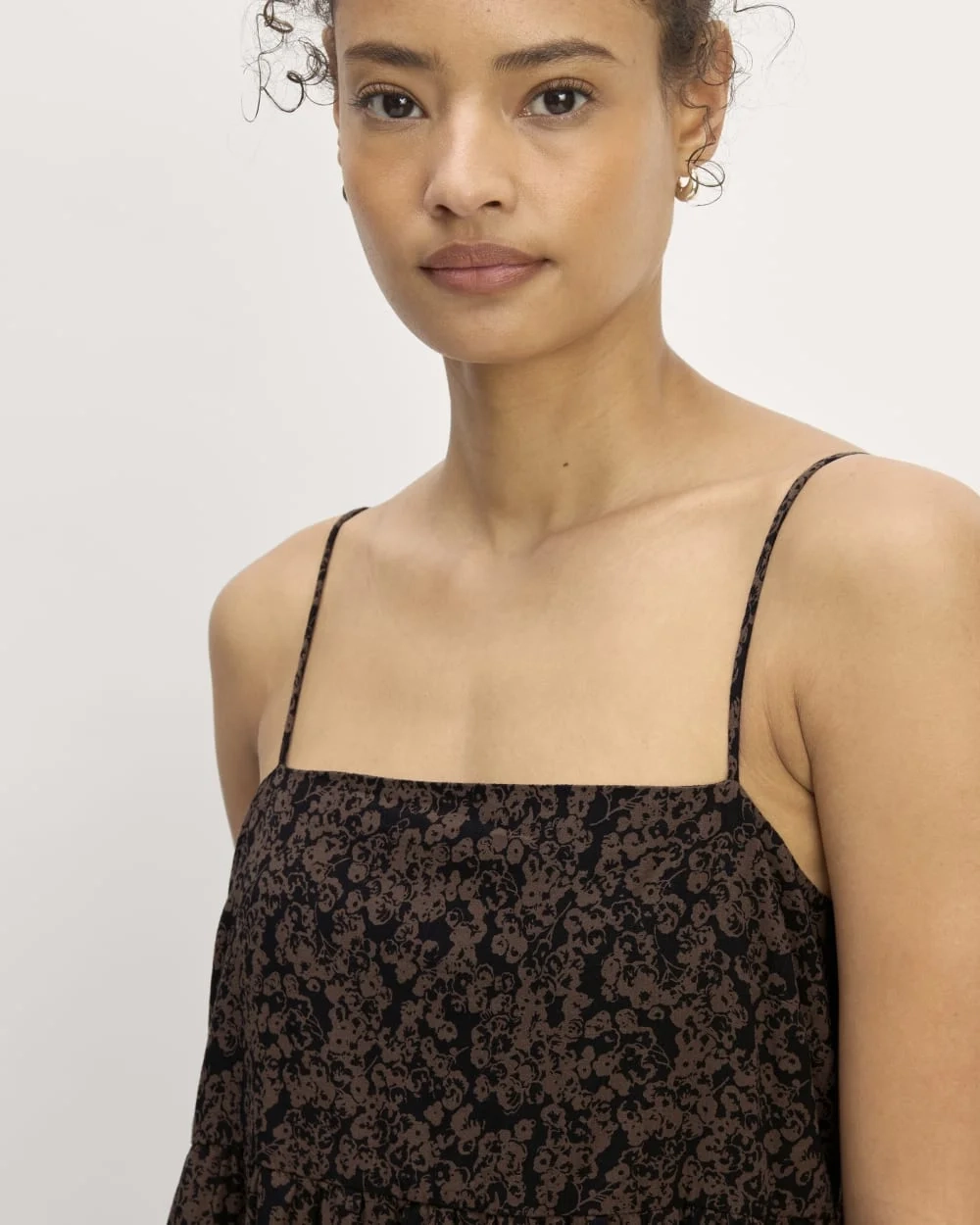 The Gauze Tiered Dress | Black / Cocoa Small Floral (4)