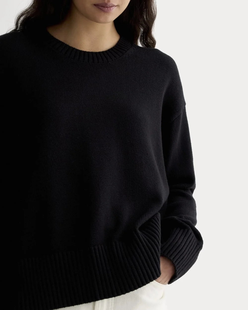 The Boxy Sweater in Everyday Cotton | Black (5)