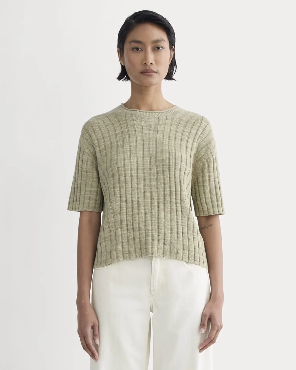 The Oversized Tee in Cotton Linen | Eucalyptus