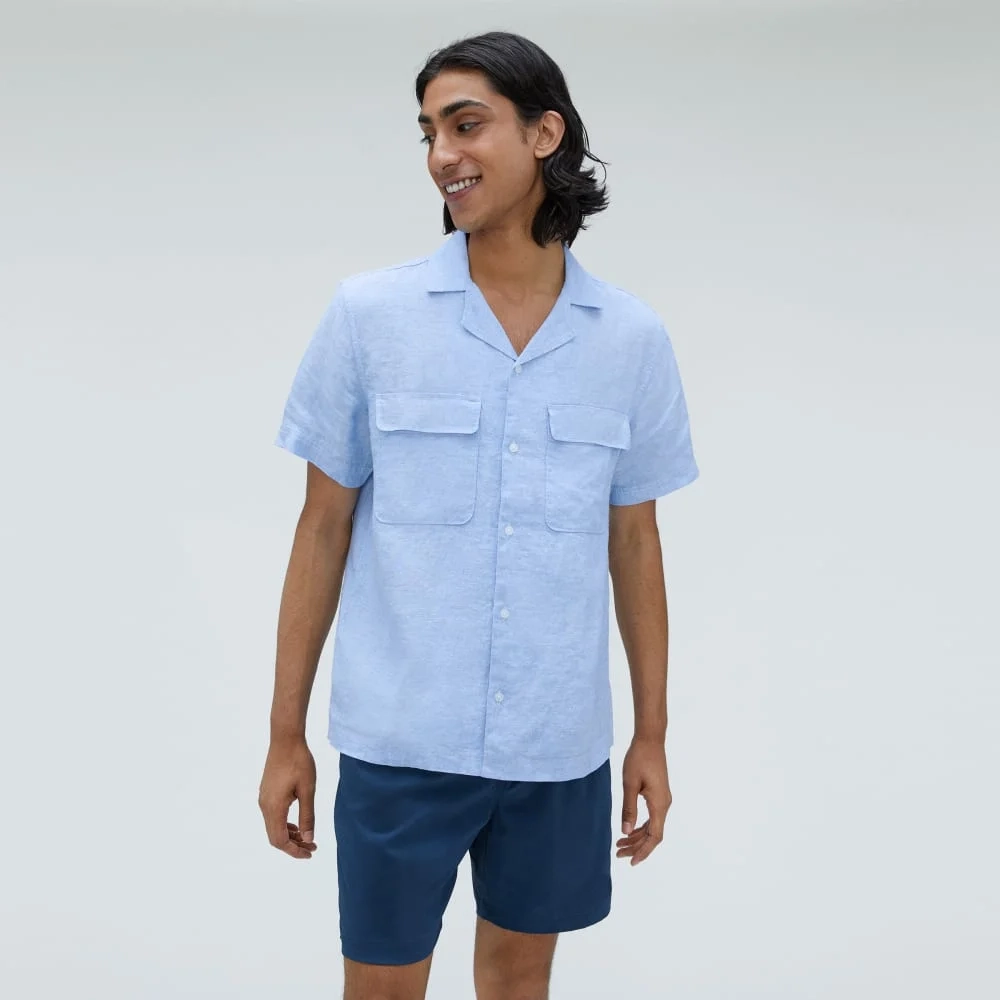 The Resort Shirt in Linen | Light Blue (5)