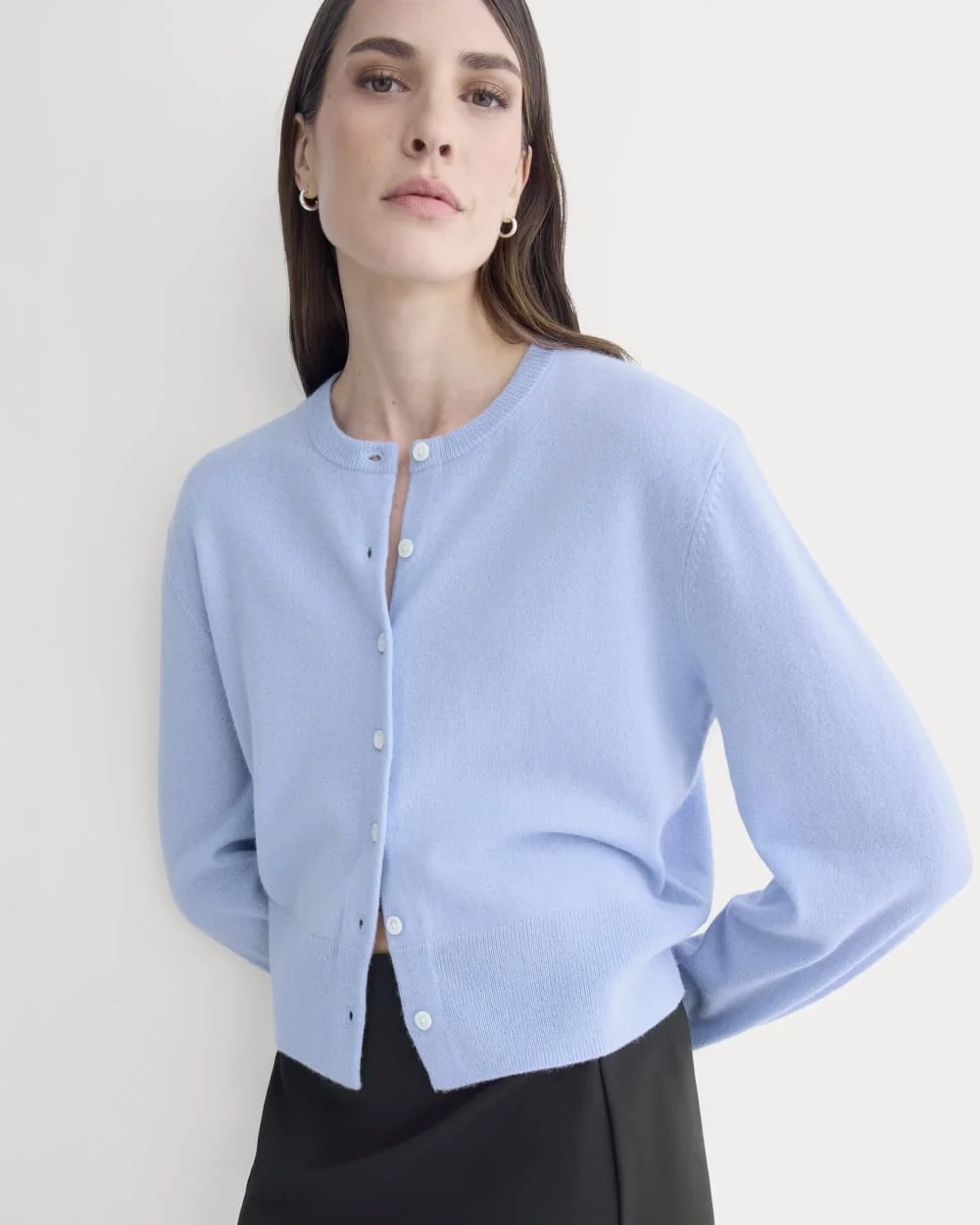 Cashmere Cropped Cardigan | Open Air Blue (6)