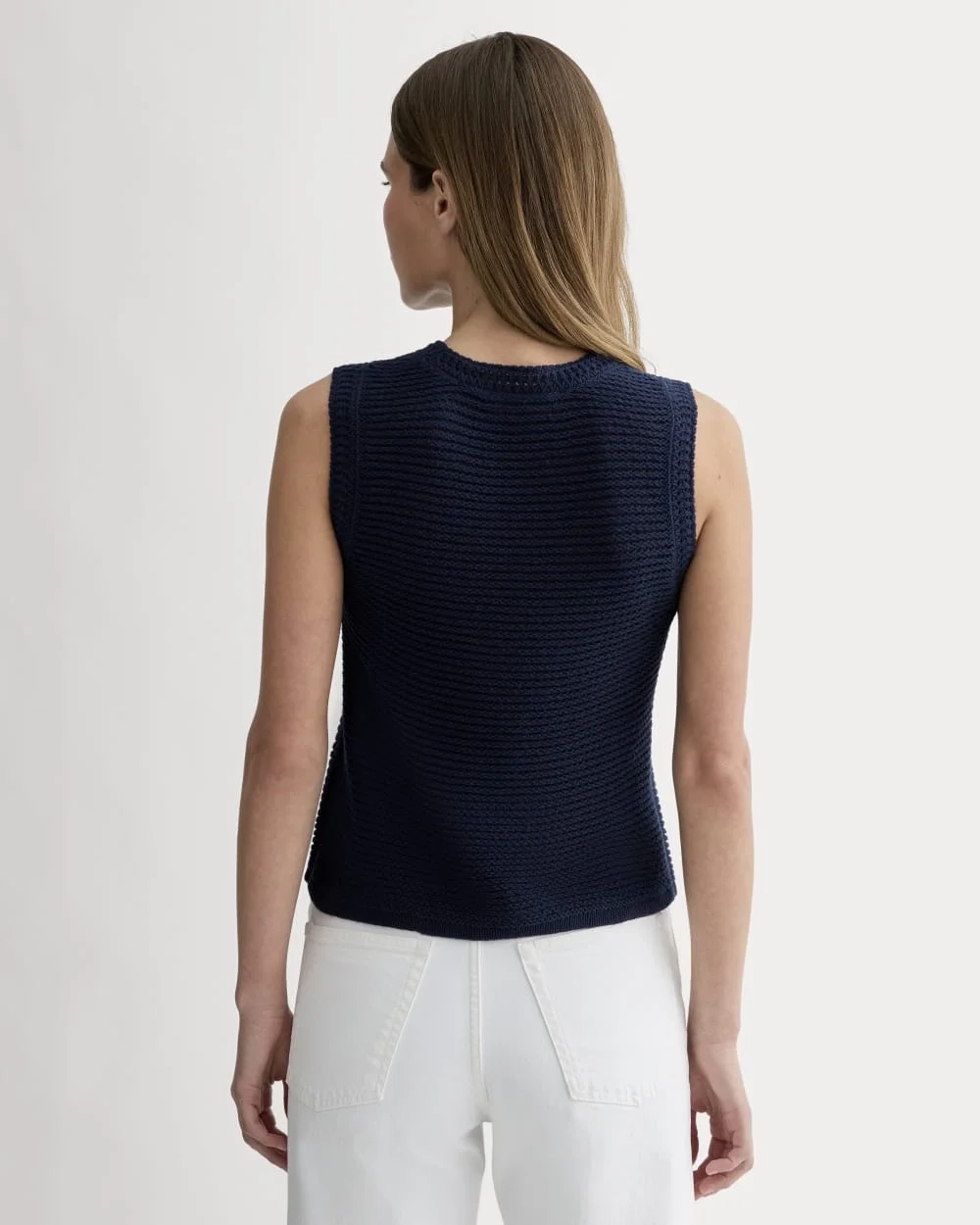 The Organic Cotton Open-Stitch Tank | Navy (5)