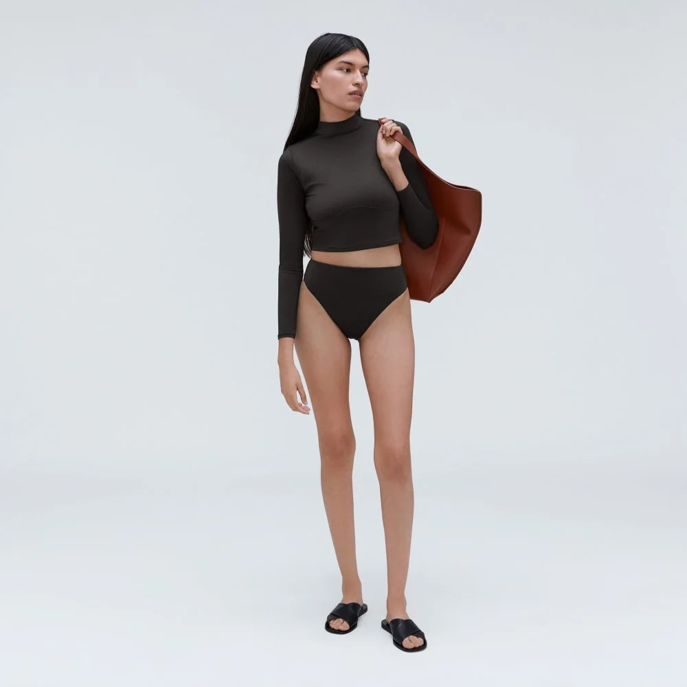 The High-Rise Cheeky Bikini Bottom | Black (4)