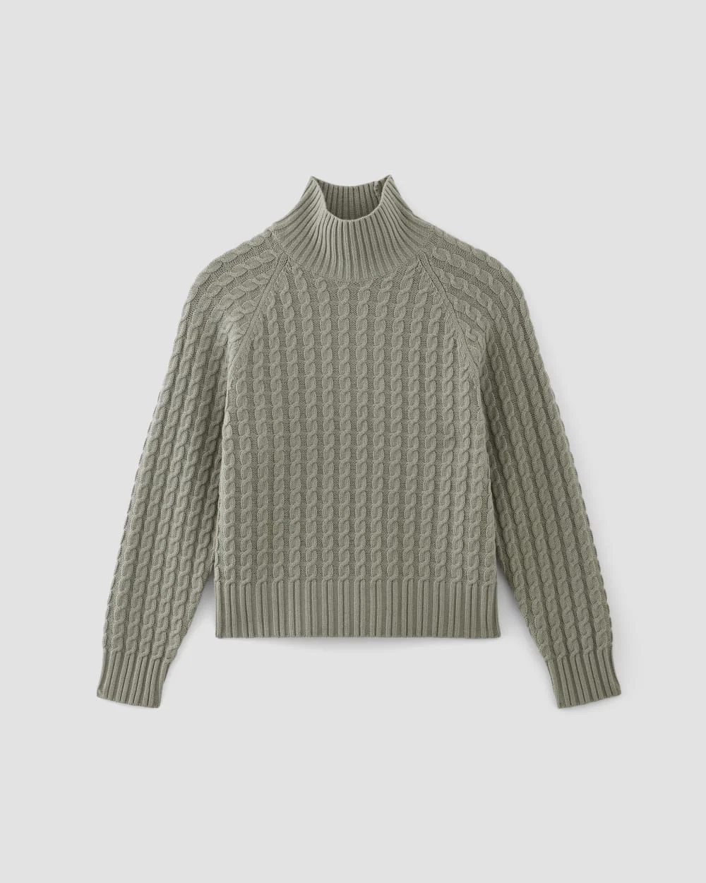 The Cotton Merino Cable Turtleneck | Sage Green (4)