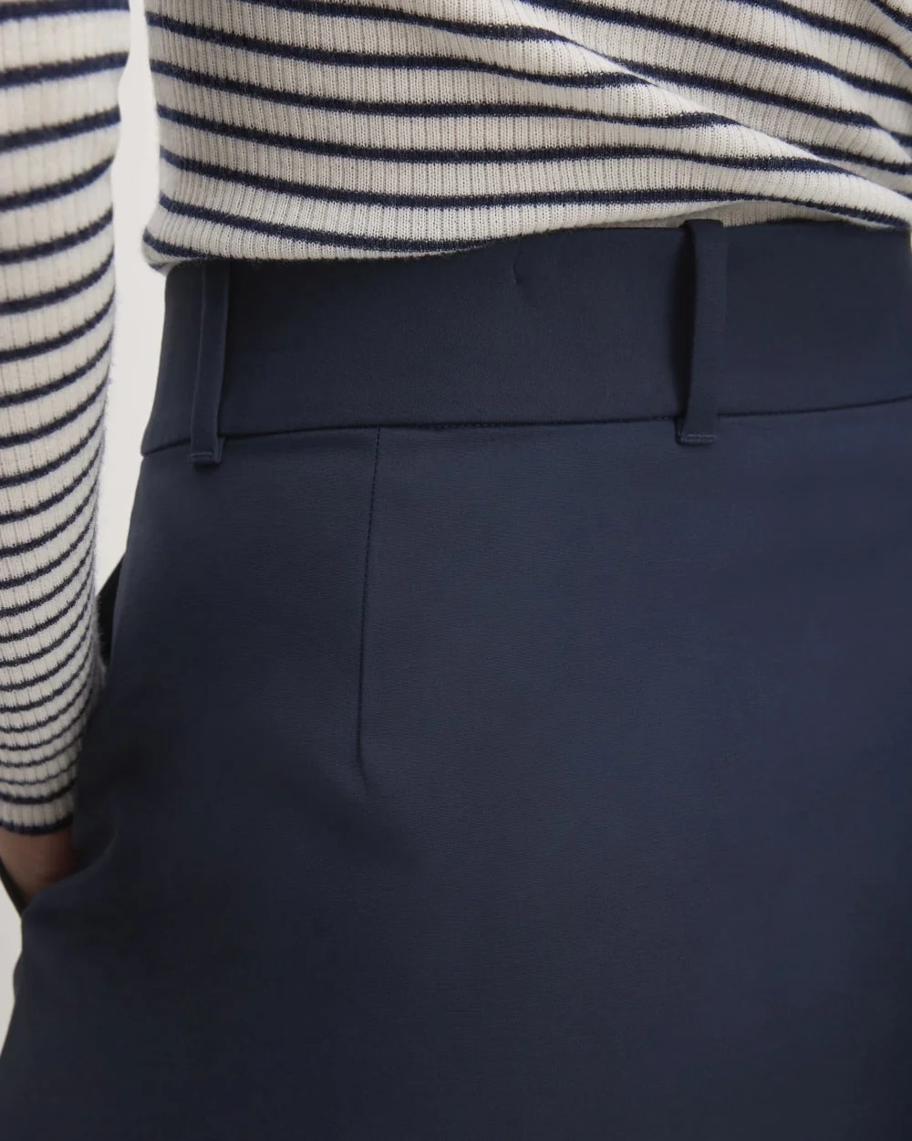 The Structured Cotton A-Line Skirt | Navy (4)